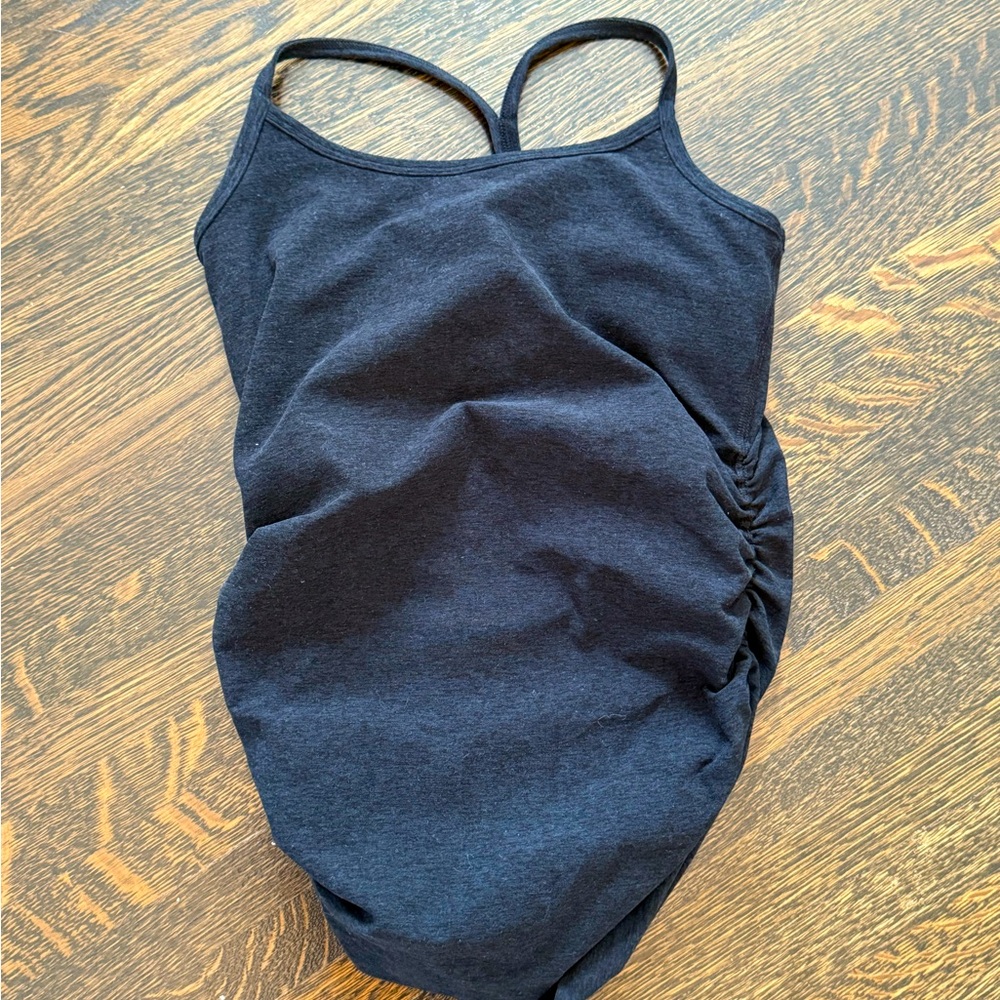 Spacedye Keep Your Cool Maternity Slim Racerback Tank in Darkest Night